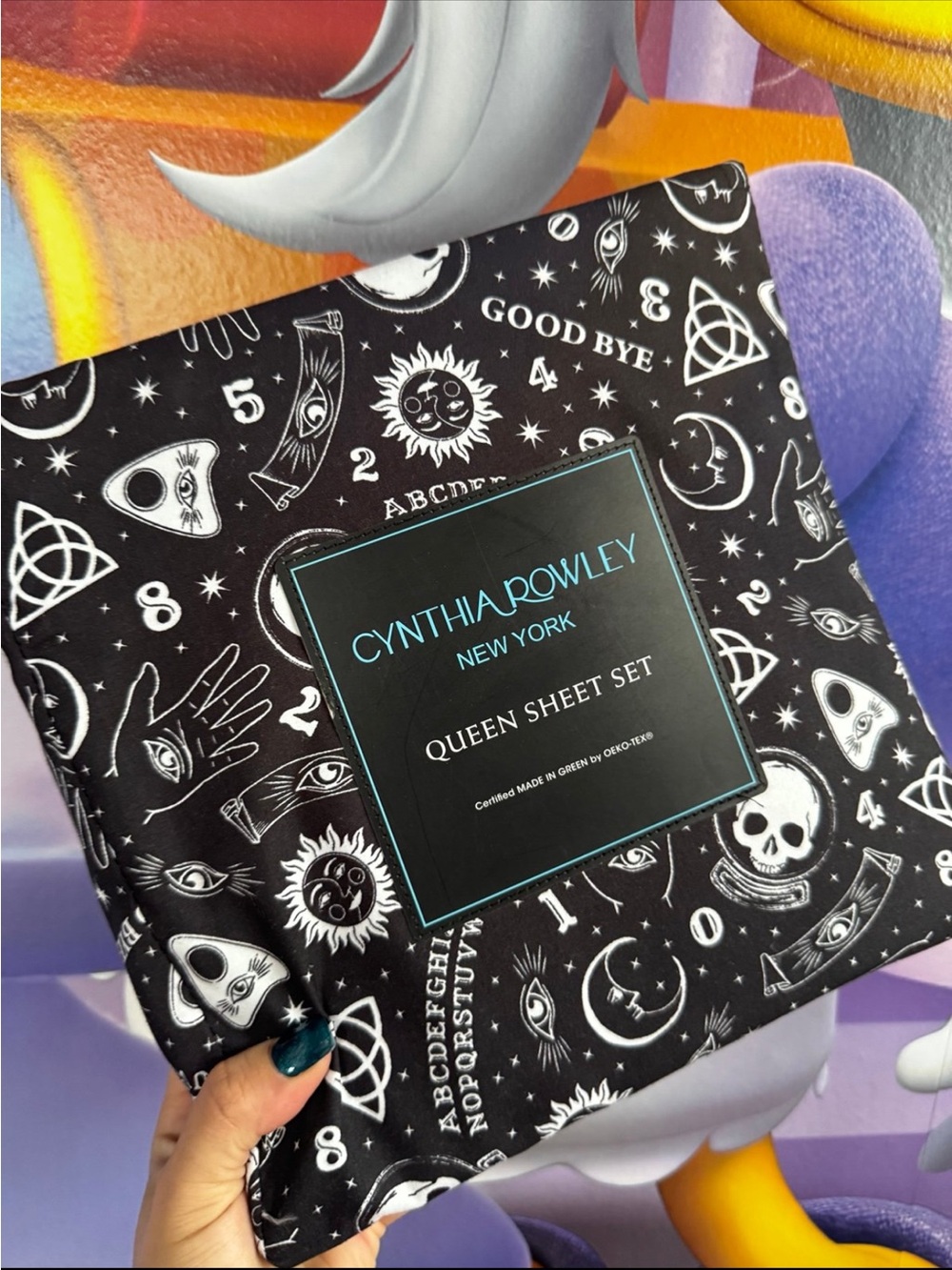 Cynthia Rowley Black & White Occult Print Queen Sheet Set